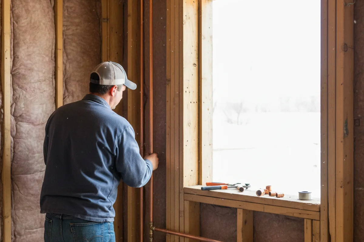 Licensed plumber running new copper supply lines in a Lansing home