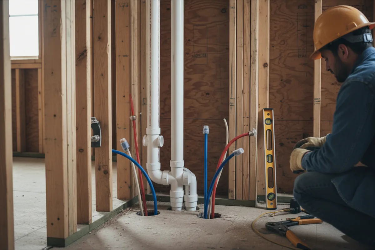 Drain and supply rough-in during Leak Detection in Lansing